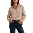thumbnail image 6 of Button Down Shirts for Women Cotton Oxford Shirts Long Sleeve Dress Shirts Work Casual Solid Tunic Tops Collared Blouse Linen Tops, 6 of 6