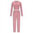 thumbnail image 4 of Women's Sport Suit Set Long Sleeve Round Collar Top and High Waist Pants, 4 of 6