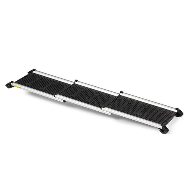 Titan Ramps 28" to 62.5" Telescoping Aluminum Collapsible Pet Ramp, Adjustable Compact Portable Ramp, Black/Silver Design, Rubber Surface Tread, 180 LB Load Capacity, for Cars, SUV, Trucks