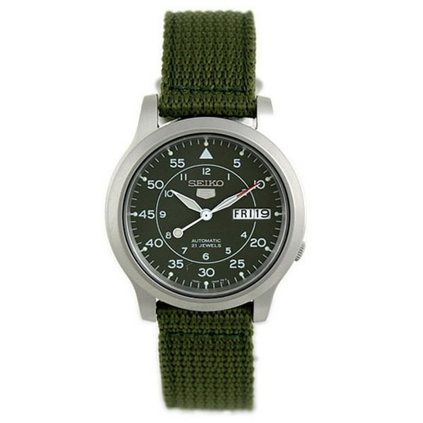 Seiko Men s 5 Automatic SNK805K2 Green Canvas Self Wind Fashion Watch Walmart