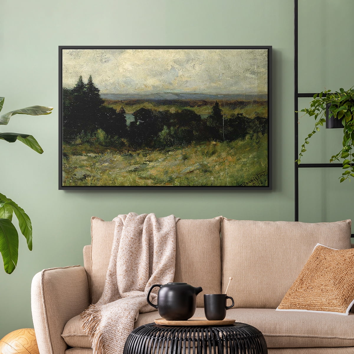 Vintage Landscape-MIII By Wexford Home Framed in Black Wood Gallery Wrapped Canvas 27 in. x 41 in.