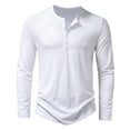 thumbnail image 4 of Mens Clothing Long Sleeve T-shirt Fashion Button Henry Collar Tops, 4 of 6