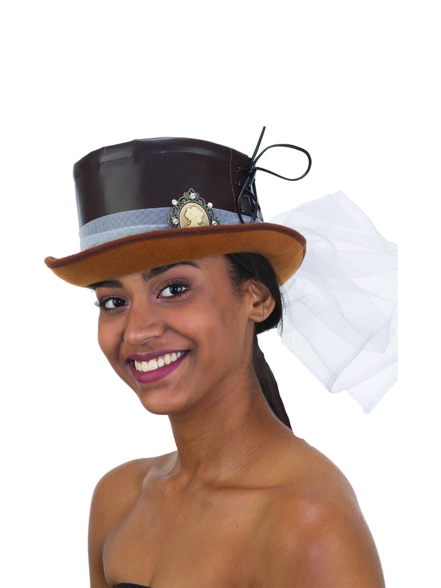 Jacobson Hat Ladies Brown Steampunk Sophisticated Top Hat Costume