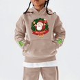 thumbnail image 5 of UACY Kids Girls Christmas Hoodie Fleece Lined Long Sleeve Hooded Cute Funny Santa Claus Graphic Sweatshirt Fall Winter Pullover Tops (Khaki, 5-6 Years), 5 of 5