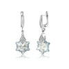 Gem Stone King Blue Shade Snowflake Edelweiss Flower Earrings Made with Crystals