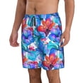 thumbnail image 2 of Logiee Bright Flowers Print Mens Swim Trunks Quick Dry Board Shorts,Breathable Hawaii Beach Shorts Swimwear Bathing Suits-XX-Large, 2 of 6