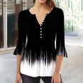 thumbnail image 1 of Fiudx Ropa de Mujer Camiseta Estampada a La Moda para Mujer, Blusa con Mangas 3/4, Camisetas Informales con Cuello En V, 1 of 5