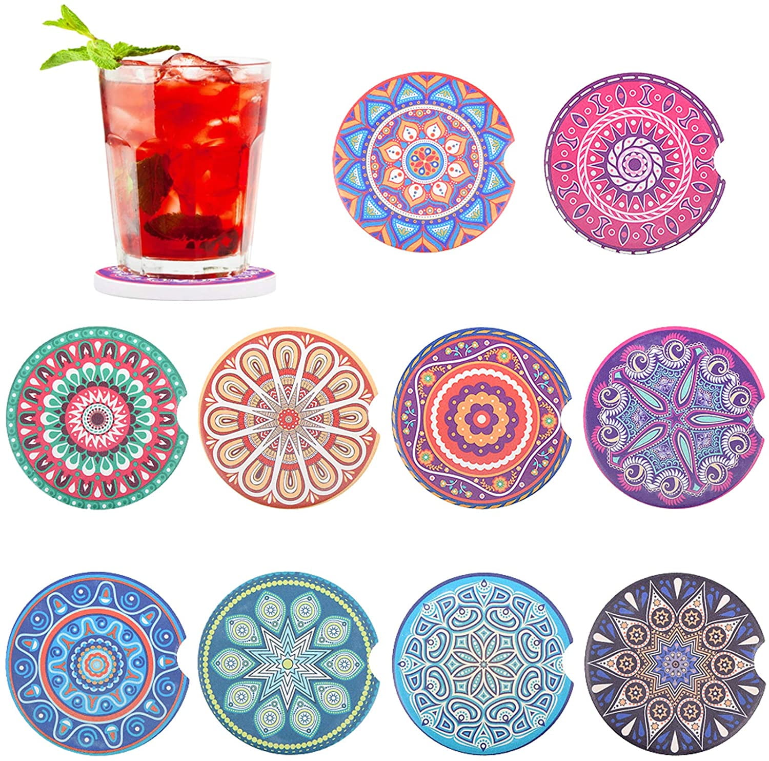 Cork Base, Car Interior Decor,2.56in Round Ceramic Stone Coaster with a Finger Notch for Easy Removal Individual Marble Pattern Absorbent Car Coasters for Drinks Set of 2 Cork Base, Car Interior Decor,2.56in Round Ceramic Stone Coaster with a Finger Notch for Easy Removal Individual Marble Pattern Absorbent Car Coasters for Drinks Set of 2