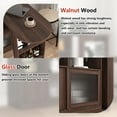 thumbnail image 2 of MOONMISS Walnut 3 Storage Shelves Rotating Top Modern Bar Cabinet with 6 Storage space and 2 Ribbed Glass Door, 2 of 6