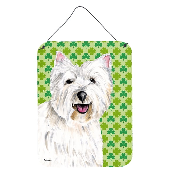 Westie St. Patrick's Day Shamrock Portrait Wall or Door Hanging Prints
