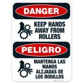 thumbnail image 1 of Keep Hands Away From Rollers Bilingual Sign, OSHA Danger Sign, 18x24 Aluminum, 1 of 1