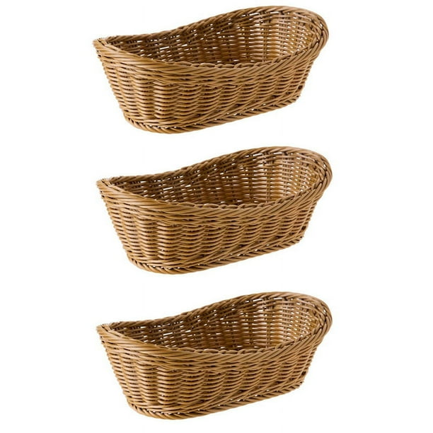 3X Mimbre Ovalado Canasta de Pan Tejido, Cesta de Almacenamiento de 10.2 Pulgadas