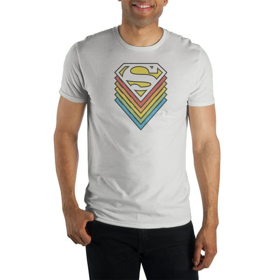 Superman Logo Comic Book Mens White Short Sleeve Shirt-Medium