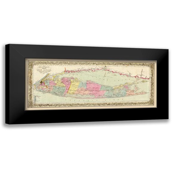 Colton 14x8 Black Modern Framed Museum Art Print Titled - Long Island New York - Colton 1857