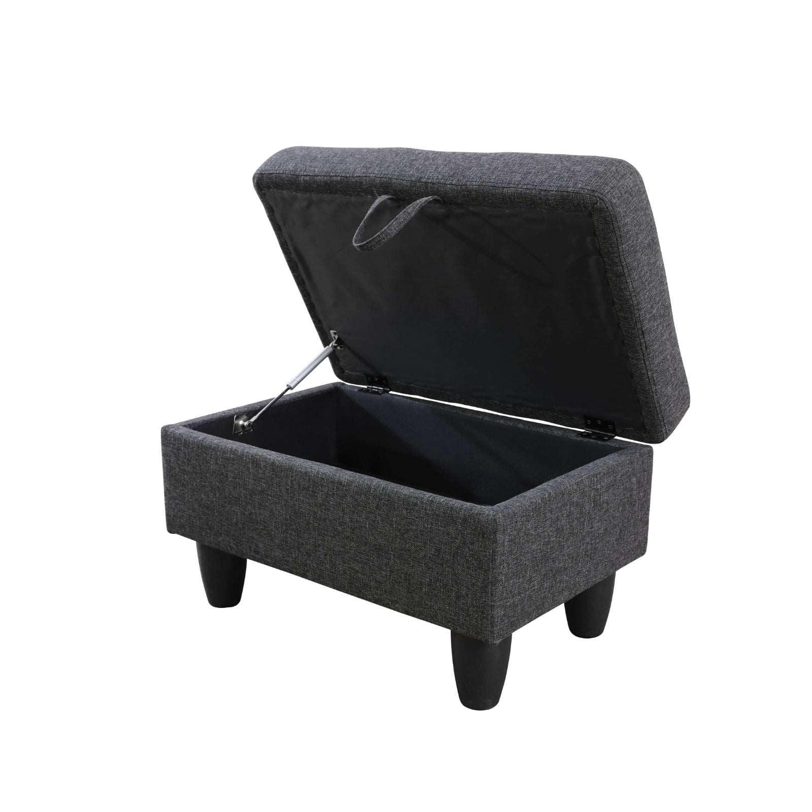 BSHTI 28.5" Multi-Functional Storage Ottoman with Lift-Top Lid, Hidden Compartment Storage, Dark Grey Linen Fabric, Ottoman with Storage for Living Room & Bedroom