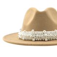 thumbnail image 2 of Sombrero Fedora para hombre y mujer, clásico y elegante, de ala ancha, estilo jazz, con protección solar. Camello, 2 of 2