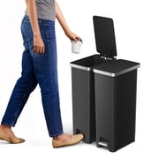 EKO Hana Step Trash Can, 2-Pack, 8-Gallon Each, Black Plastic