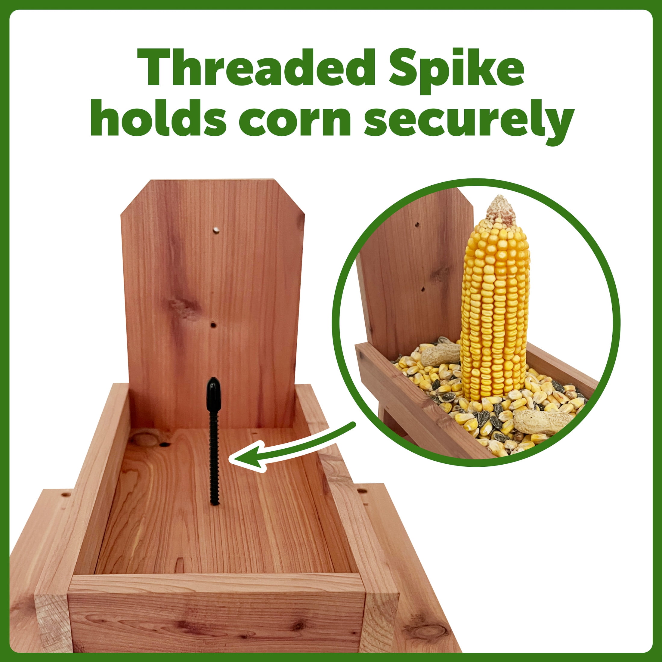 Pennington Red Cedar Picnic Table Squirrel Feeder, Holds Corn, Nuts and Seeds, 1 Table, 9"x10"x9"