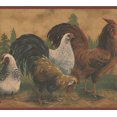 thumbnail image 1 of Coq Brun Blanc Poule Ferme Papier Peint Frontière Retro Design, Rouleau 15' x 10,5'', 1 of 3