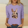 thumbnail image 2 of Happy Easter Shirts for Women Gifts Spring 3/4 Sleeve Holiday Tops Crew Neck Bunny Printed Graphic Tees, 2 of 4