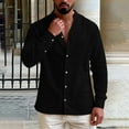 thumbnail image 6 of Tdoqot Mens Linen Shirts Long Sleeve- Casual V-Neck Button Down Summer Beach Shirts Black Size 3XL, 6 of 9