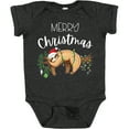 thumbnail image 3 of Inktastic Merry Christmas Cute Sloth with Santa Hat and Lights Boys or Girls Baby Bodysuit, 3 of 5