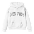 thumbnail image 4 of Telankuip Hoodies Sweatshirts for Girls Long Sleeve New York Letter Printed Loose Pullovers Kid's Drop Shoulder Comfort Warm Hooded Tops 2025 Fall Fashion Must Haves White 2-3 Years, 4 of 4