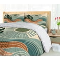 thumbnail image 4 of Ambesonne Monstera Duvet Cover Set, Abstract Landscape Boho, Queen, Evergreen Pale Seafoam, 4 of 6