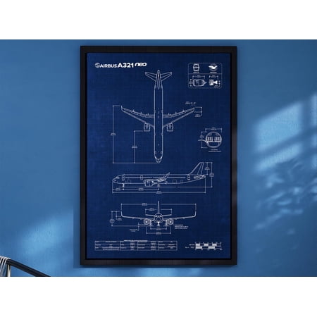 Airbus A321neo Blueprint Poster, Aviation Wall Art, Unframed Paper Poster 8x10in