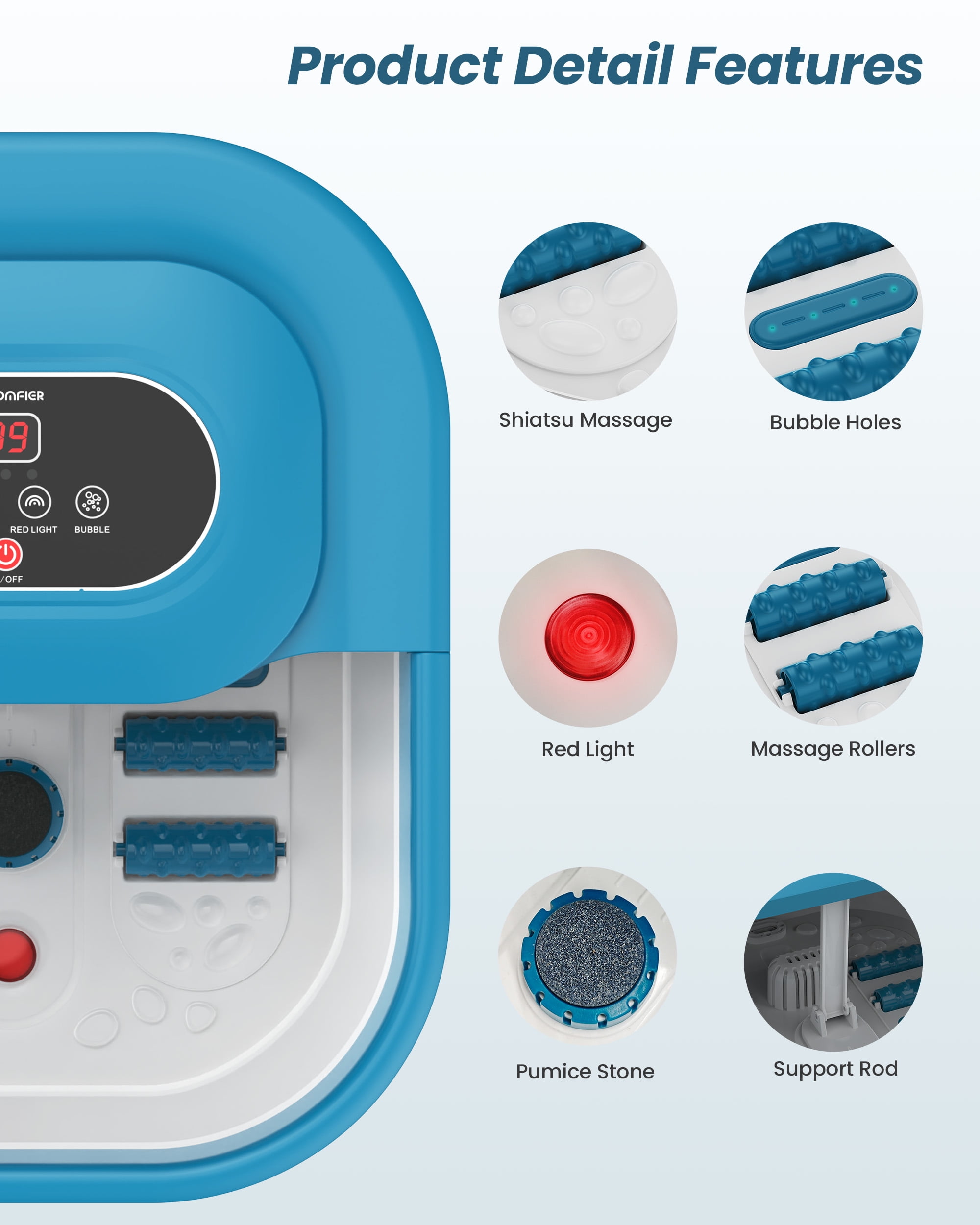Comfier Foot Spa Bath Massager with Heat, Collapsible Foot Care Soaker Tub for Relaxation, Gifts
