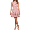 thumbnail image 2 of INSPIRE CHIC Vestidos de gasa para mujer, vestido mini sin mangas con flores, estilo A-line, color rosa, 2 of 6