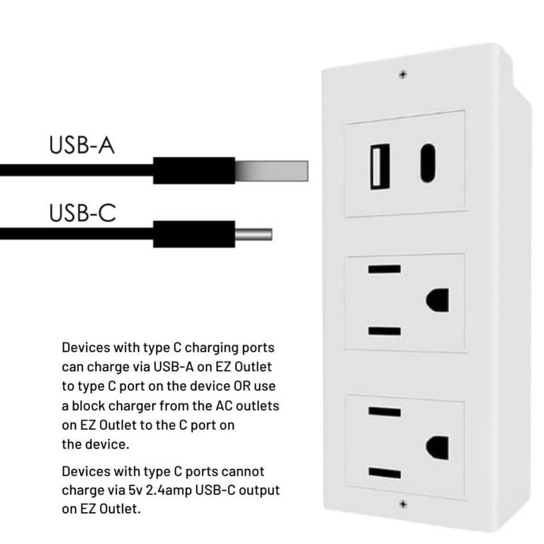 Power Socket Extender with USB-A/C & 2 AC Outlets - 22