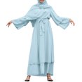 thumbnail image 2 of IBTOM CASTLE Women's Chiffon Muslim Cardigan Kaftan Middle East Arabian Abaya Dress Casual Islamic Cover up Long Dresses XXL Light Blue, 2 of 8