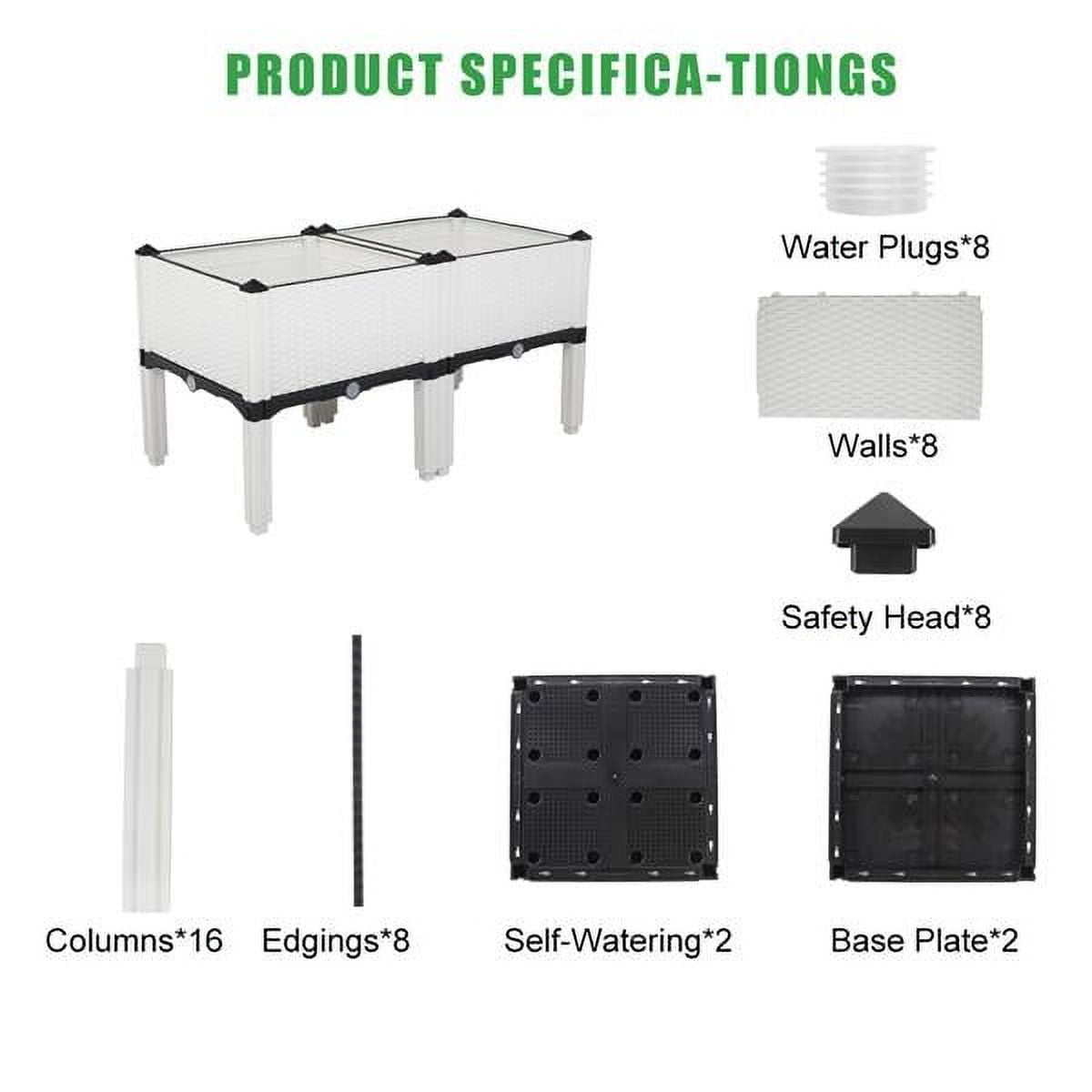 2Pcs Free Splicing Injection Planting Box Rattan Pattern Garden Bed, Sturdy & Lightweight, Easy Assembly for Gardens, Patios, Balconies, White
