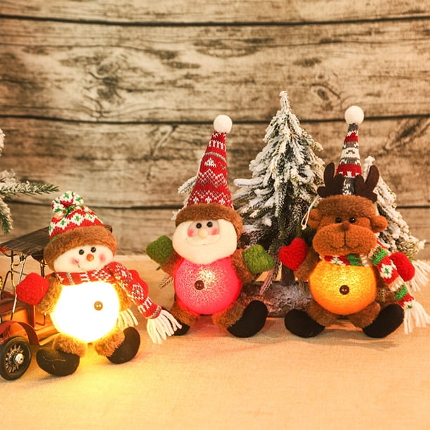 Muñeco de peluche navideño de Papá Noel Gnomo Brillante | Decoración navideña con iluminación LED | Tela suave multicolor, 10" de altura | Figurita navideña festiva, regalo de la suerte | Chimenea