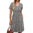 thumbnail image 2 of TARAINYA Women V Neck Short Sleeve Casual Dress with Buttons and Pockets Summer Beach Sundress, 2 of 8