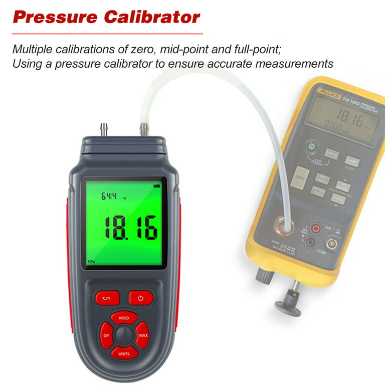 Manometer, Dual-Port Manometer Gas Pressure Tester, Professional Digital  HVAC Air Pressure Meter, Differential Pressure Gauge with LCD Display