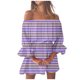 thumbnail image 1 of Mini vestido floral de manga acampanada y hombros descubiertos para mujer - Vestido informal de playa, 1 of 5