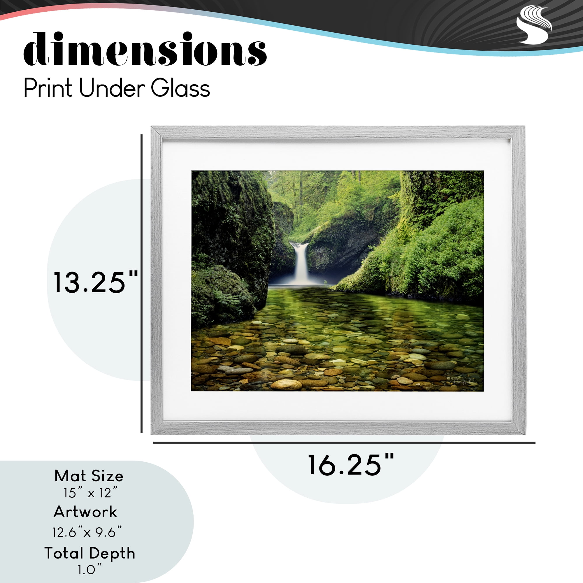 Stupell Industries Punchbowl Falls in Emerald Forest Gray Framed Print Under Glass, design by Dennis Frates