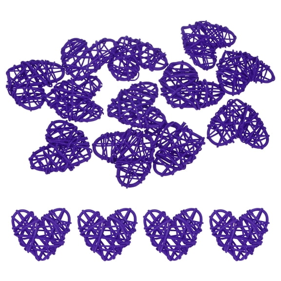 Uxcell 12-Pack Heart Shaped Wicker Rattan Balls 60mm/2.4 Inch Decorative Rattan Balls for Christmas Weddings Thanksgiving Dark Purple