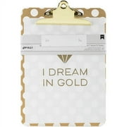 Designer Desktop Essentials Clipboard W/Print 12.5"X9"-Gold W/Clear Dots, Pk 1
