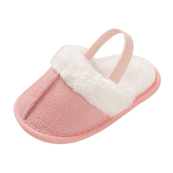 newwalpole Baby House Slippers Toddlers Infants Fuzzy Slippers 0-18 Months Boys Girls Cozy Fleece Shoes with Heel Strap Pink for Size 5.5
