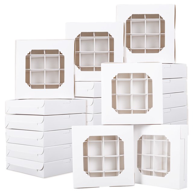 Cajas de repostería con ventana transparente para fiesta de cumpleaños, embalaje de yema de huevo, dulces, galletas, pasteles, caja de cupcakes, caja de regalo, 20/40 piezas