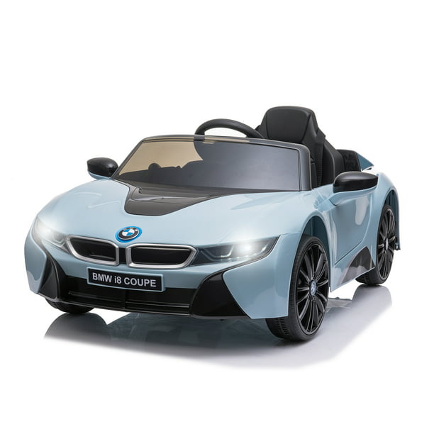  TOBBI 2V BMW I8 con licencia para niños, coche de juguete a batería con control remoto, LED, MP3, para niños y niñas, azul