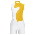 thumbnail image 3 of TSSOE Sleeveless Gymnastics Leotards for Girls Sparkly Dance Biketards Unitard with Shorts Practice Outfits Yellow&White 6, 3 of 7