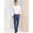 thumbnail image 3 of Pantalones de vestirrayas casuales pahombre Pantalones ajustados de color en contraste con frente plano y corte ajustado Azul Oscuro 3XL, 3 of 6