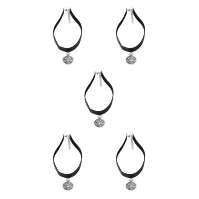 Wweixi Collier Pendentif Médaillon Exquis, Collier Ras-du-Cou Léger, Argent, Ensemble de 5