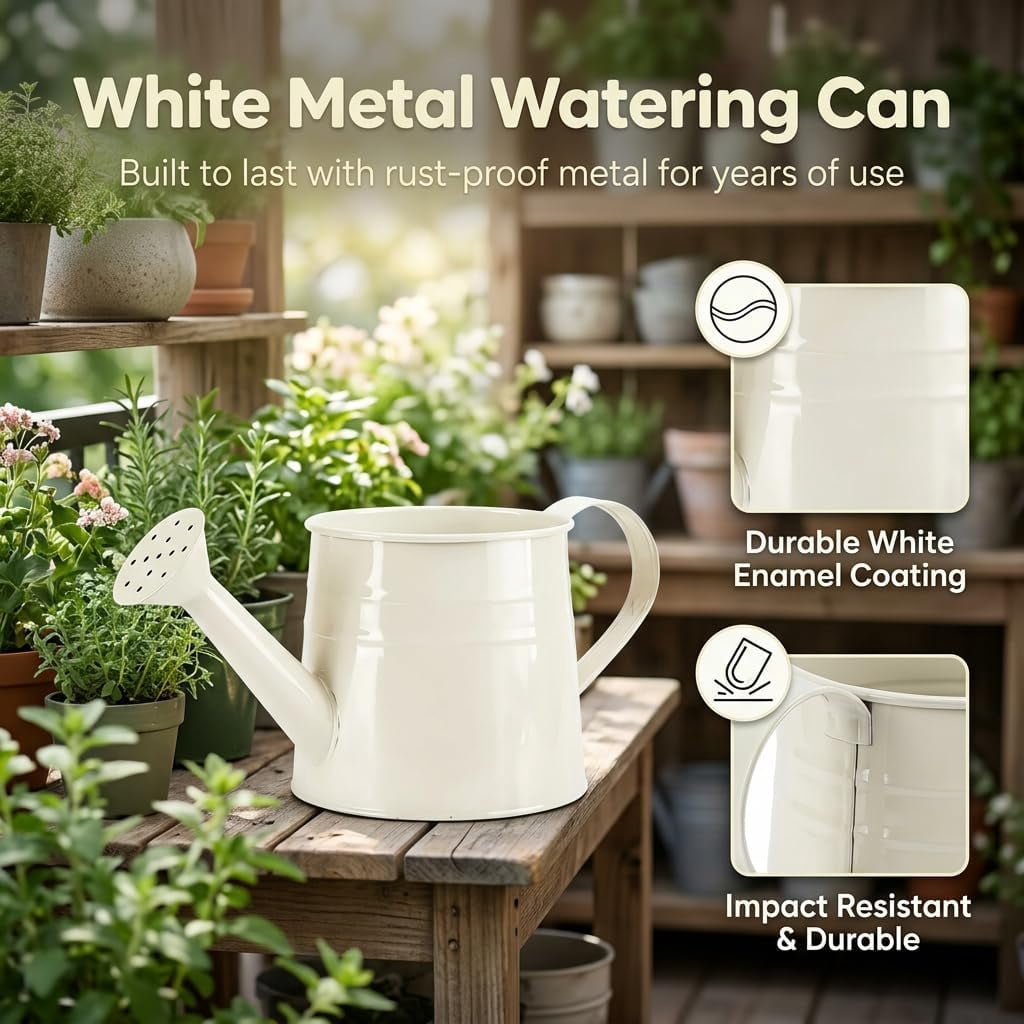 Color Metal Watering Can - 0.4 Gallon Galvanized Steel Long Spout Small Water Pail for Indoor Houseplants & Outdoor Garden Flower Watering (Red)
