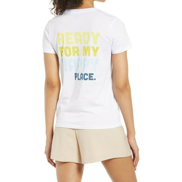 Halogen Women's Happy Place Graphic Tee White Size M
