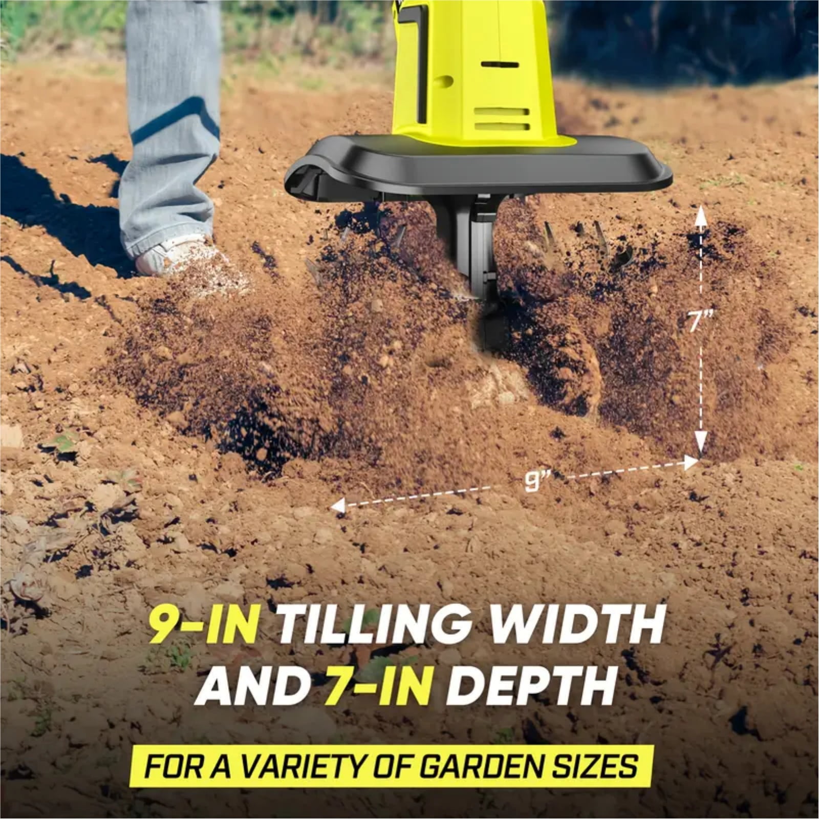 Rvchic 24V Cordless Tiller Cultivator with 2x2000mAh Batteries,360RPM High-Speed,4"Width x 6"Depth for Lawn/Gardening/Soil Cultivation 4 Blades